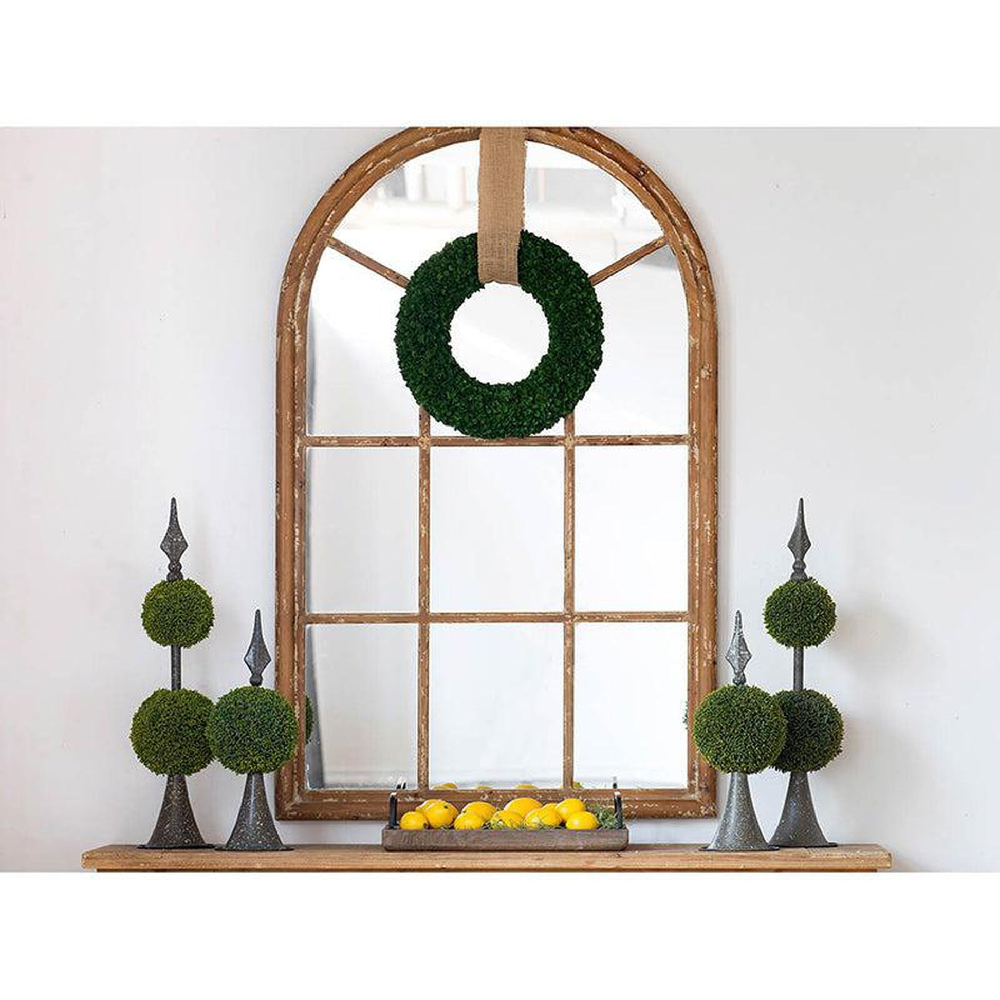 A&B Home Ada 34" x 54" Bundle of 8 Arched Shape Brown Wood Frame Wall-Mounted Mirror