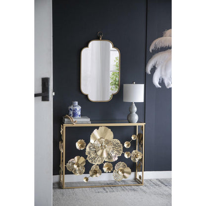 A&B Home Adaline 20" x 36" Bundle of 24 Rectangular Clover-Like Corner Champagne Gold Metal Frame Wall-Mounted Mirror