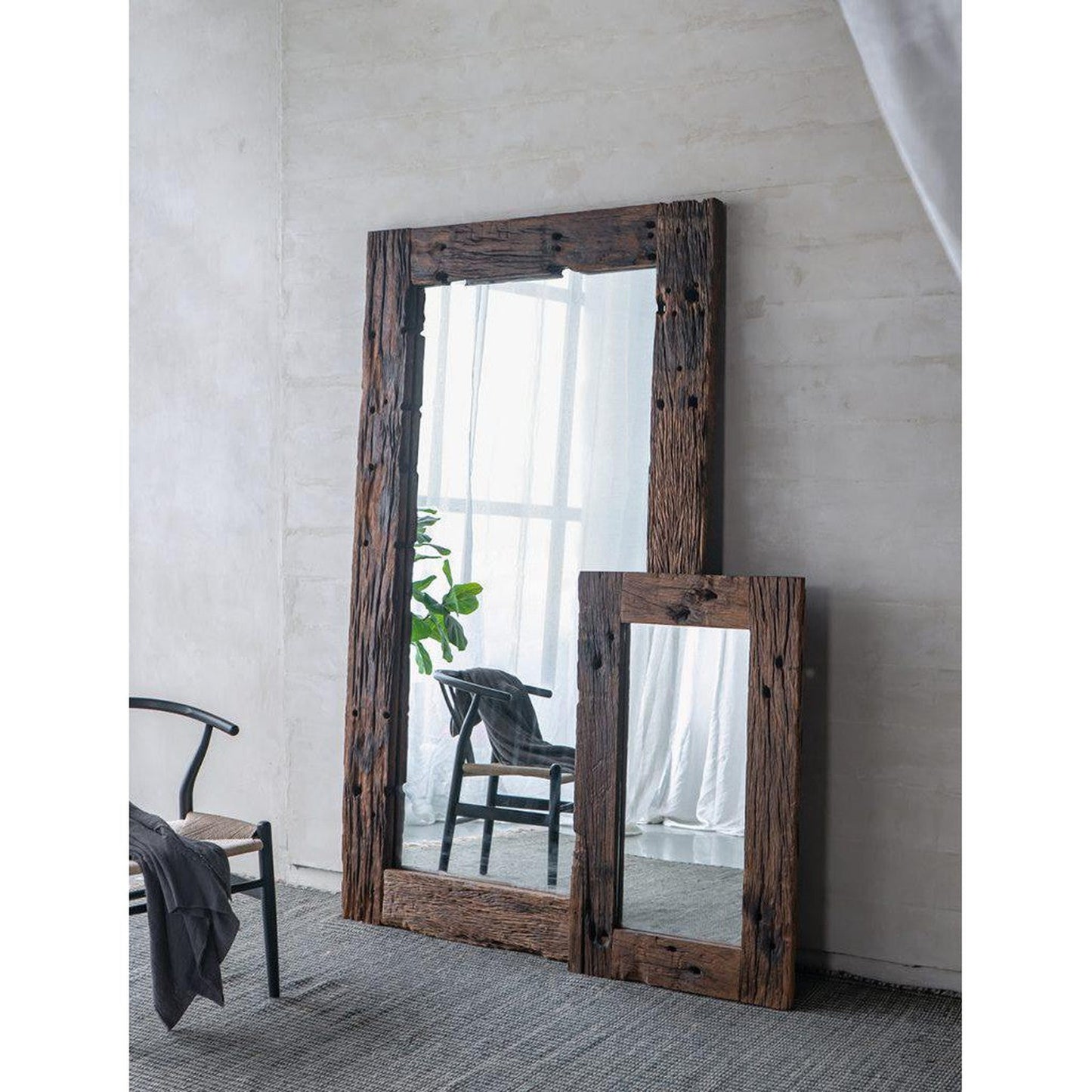 A&B Home Akutan 46" x 86" Bundle of 3 Handcrafted Sleeper Wood Framed Floor Mirror