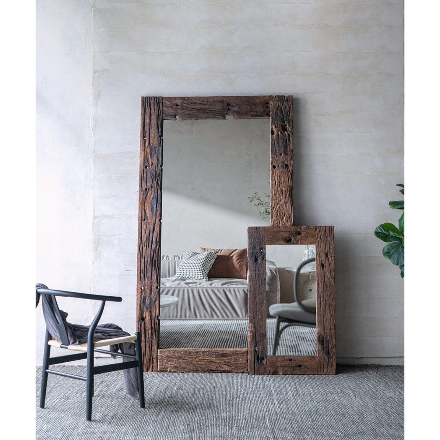 A&B Home Akutan 46" x 86" Bundle of 3 Handcrafted Sleeper Wood Framed Floor Mirror