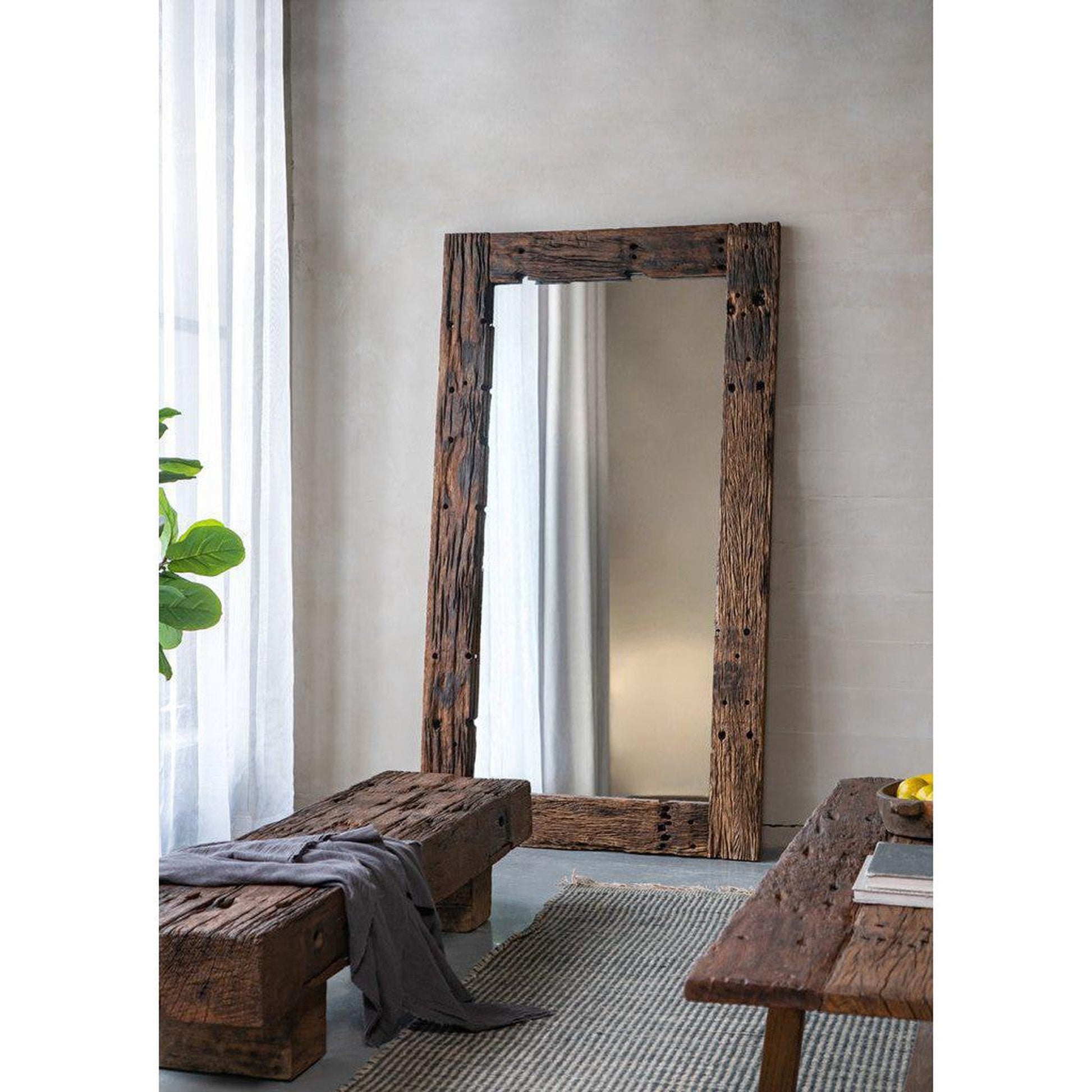 A&B Home Akutan 46" x 86" Bundle of 3 Handcrafted Sleeper Wood Framed Floor Mirror