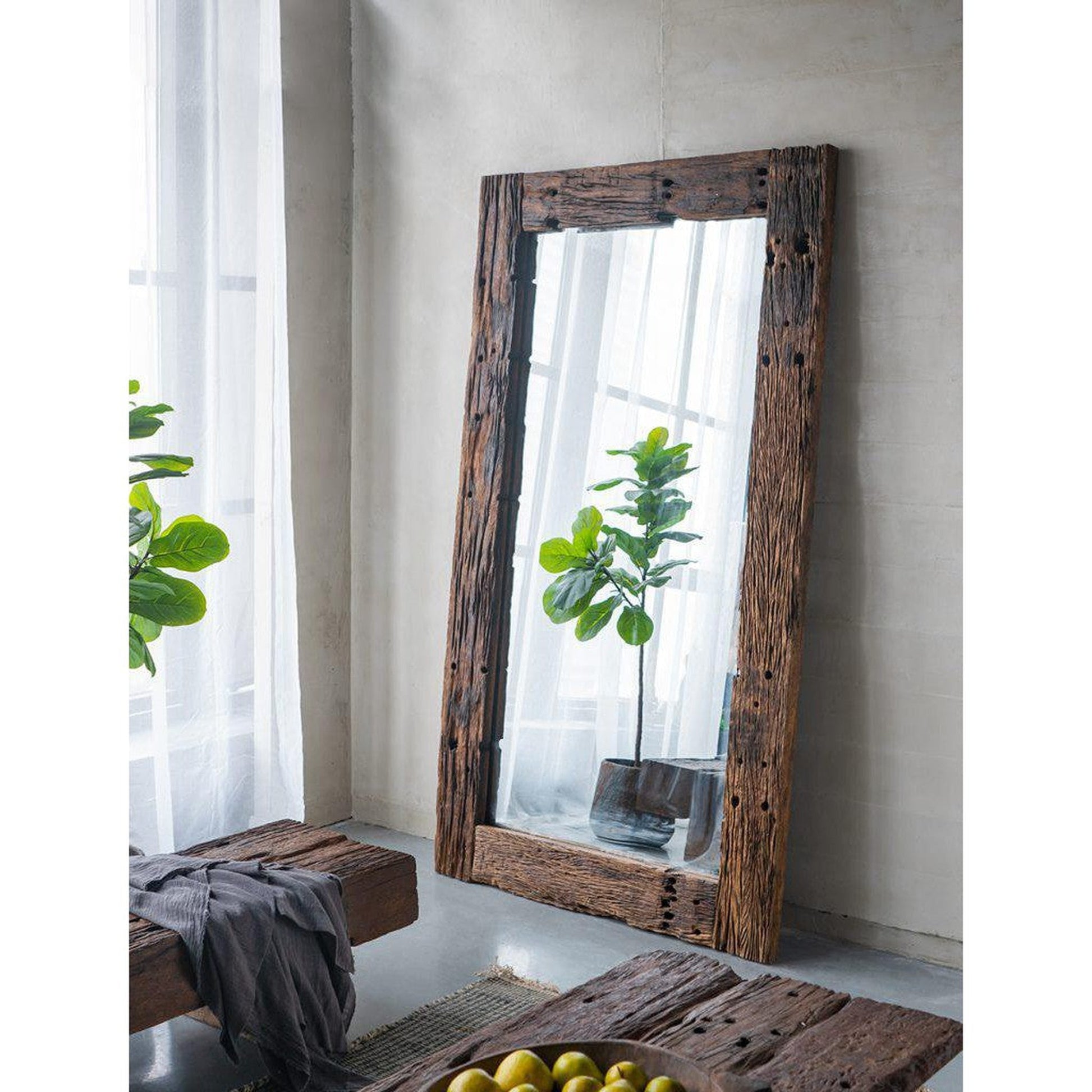 A&B Home Akutan 46" x 86" Bundle of 3 Handcrafted Sleeper Wood Framed Floor Mirror