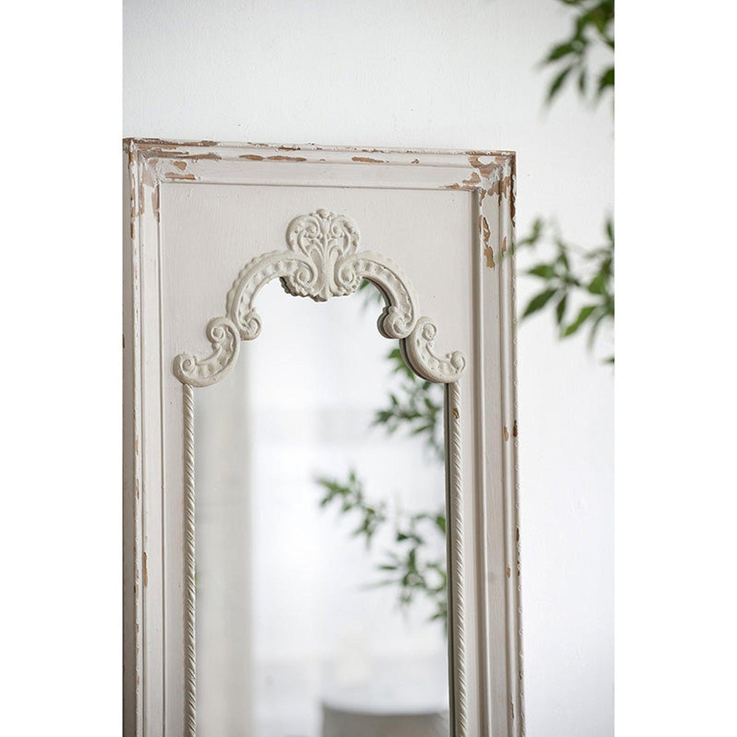 A&B Home Alcott 29" x 54" Bundle of 5 Rectangular Distressed White Wooden Frame Wall-Mounted Mirror