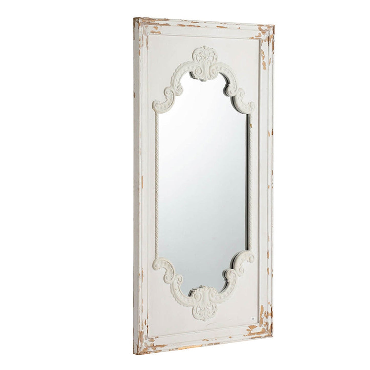 A&B Home Alcott 29" x 54" Bundle of 8 Rectangular Distressed White Wooden Frame Wall-Mounted Mirror
