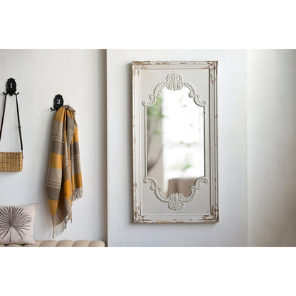 A&B Home Alcott 29" x 54" Bundle of 8 Rectangular Distressed White Wooden Frame Wall-Mounted Mirror