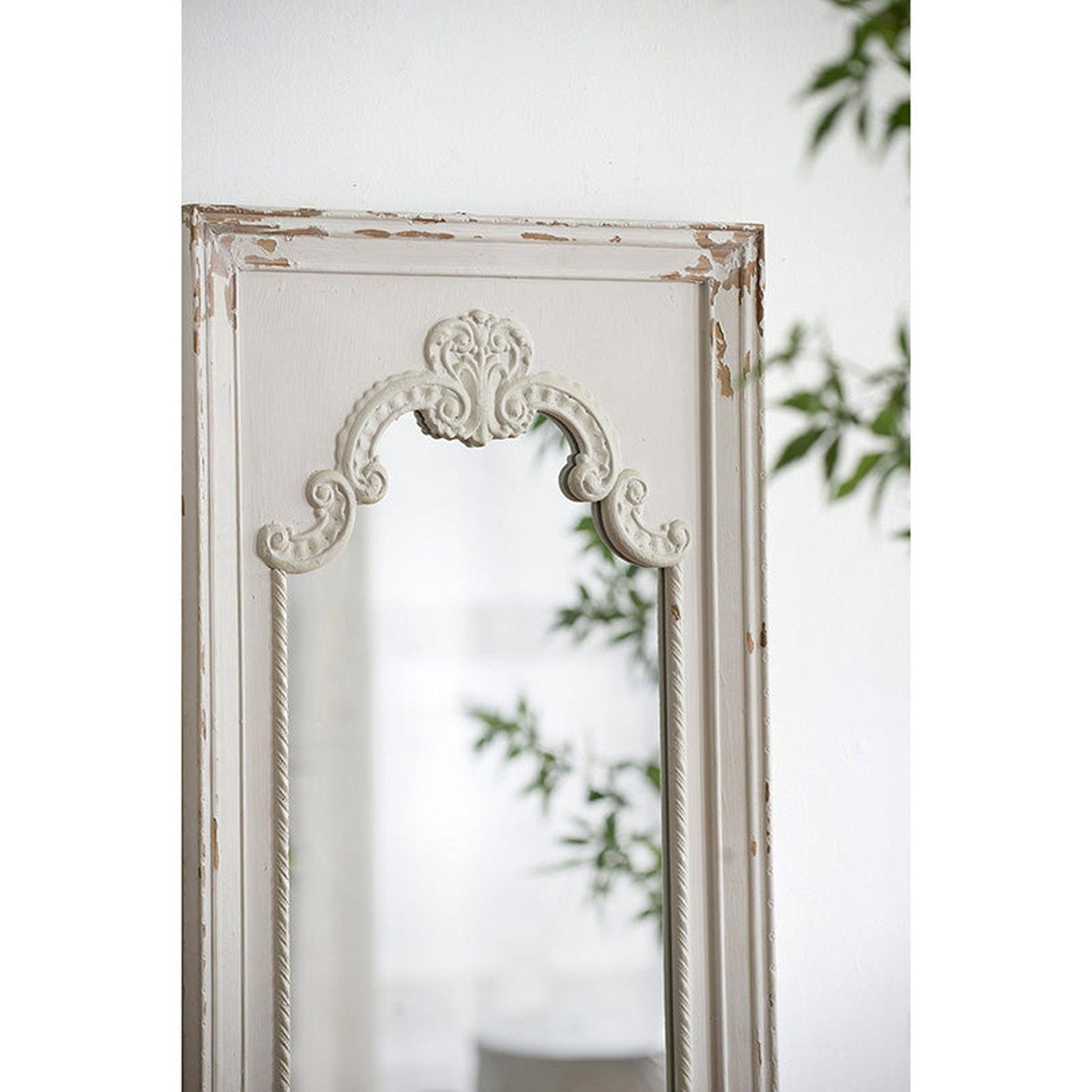 A&B Home Alcott 29" x 54" Bundle of 8 Rectangular Distressed White Wooden Frame Wall-Mounted Mirror