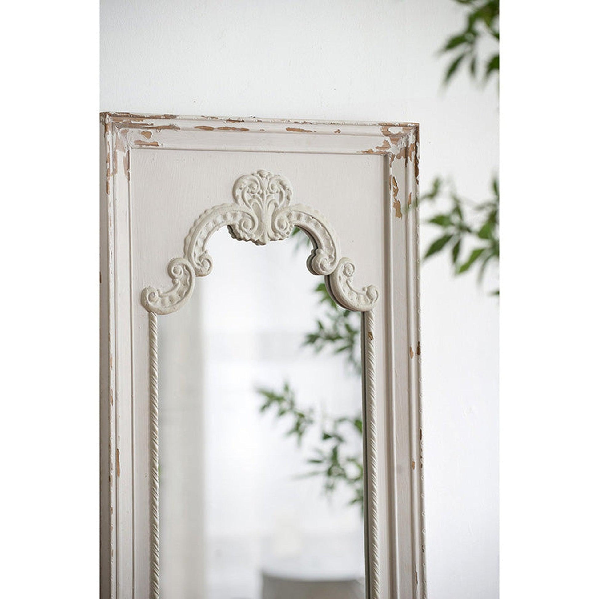 A&B Home Alcott 29" x 54" Bundle of 8 Rectangular Distressed White Wooden Frame Wall-Mounted Mirror