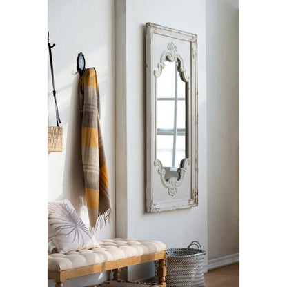 A&B Home Alcott 29" x 54" Bundle of 8 Rectangular Distressed White Wooden Frame Wall-Mounted Mirror