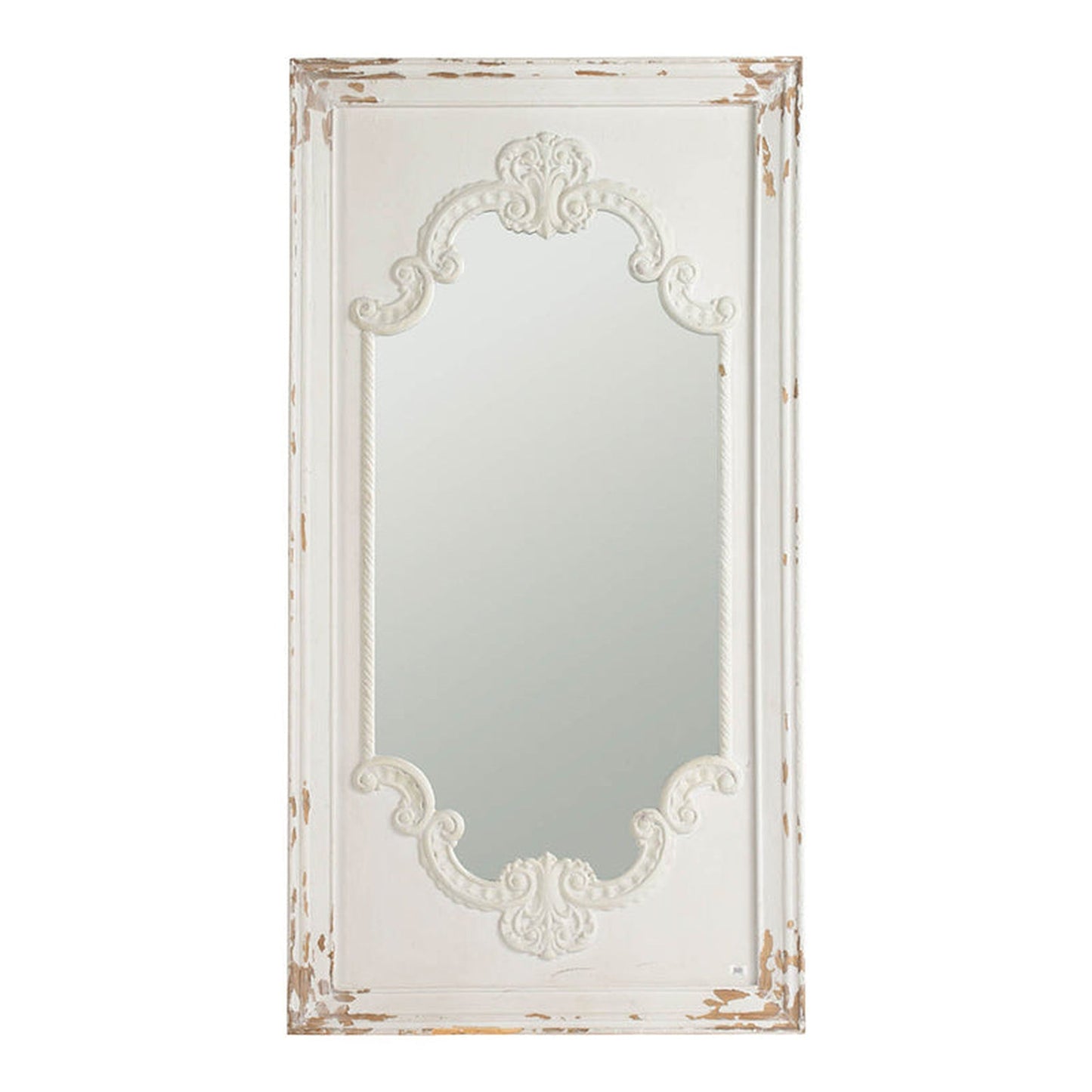 A&B Home Alcott 29" x 54" Bundle of 8 Rectangular Distressed White Wooden Frame Wall-Mounted Mirror