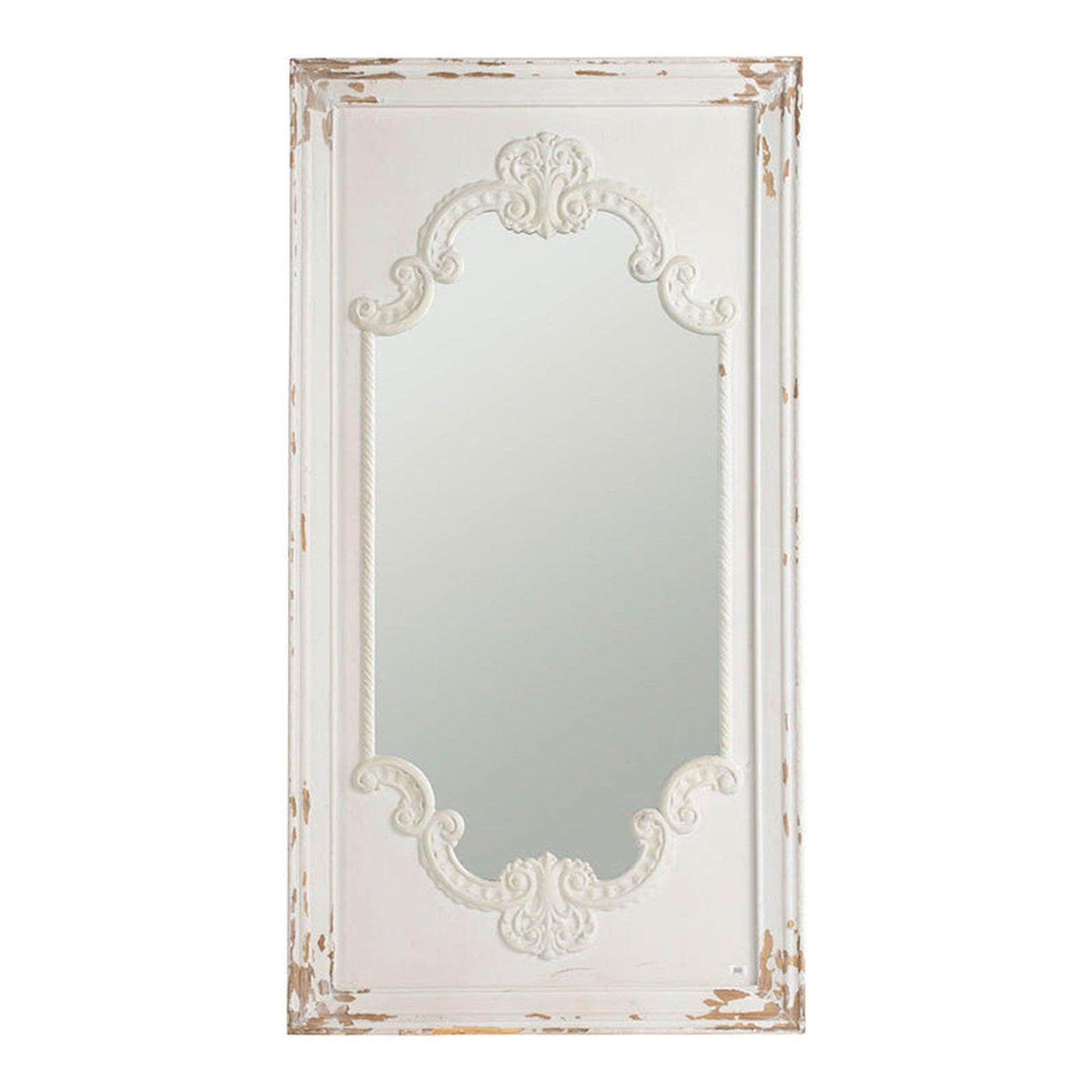 A&B Home Alcott 29" x 54" Bundle of 8 Rectangular Distressed White Wooden Frame Wall-Mounted Mirror