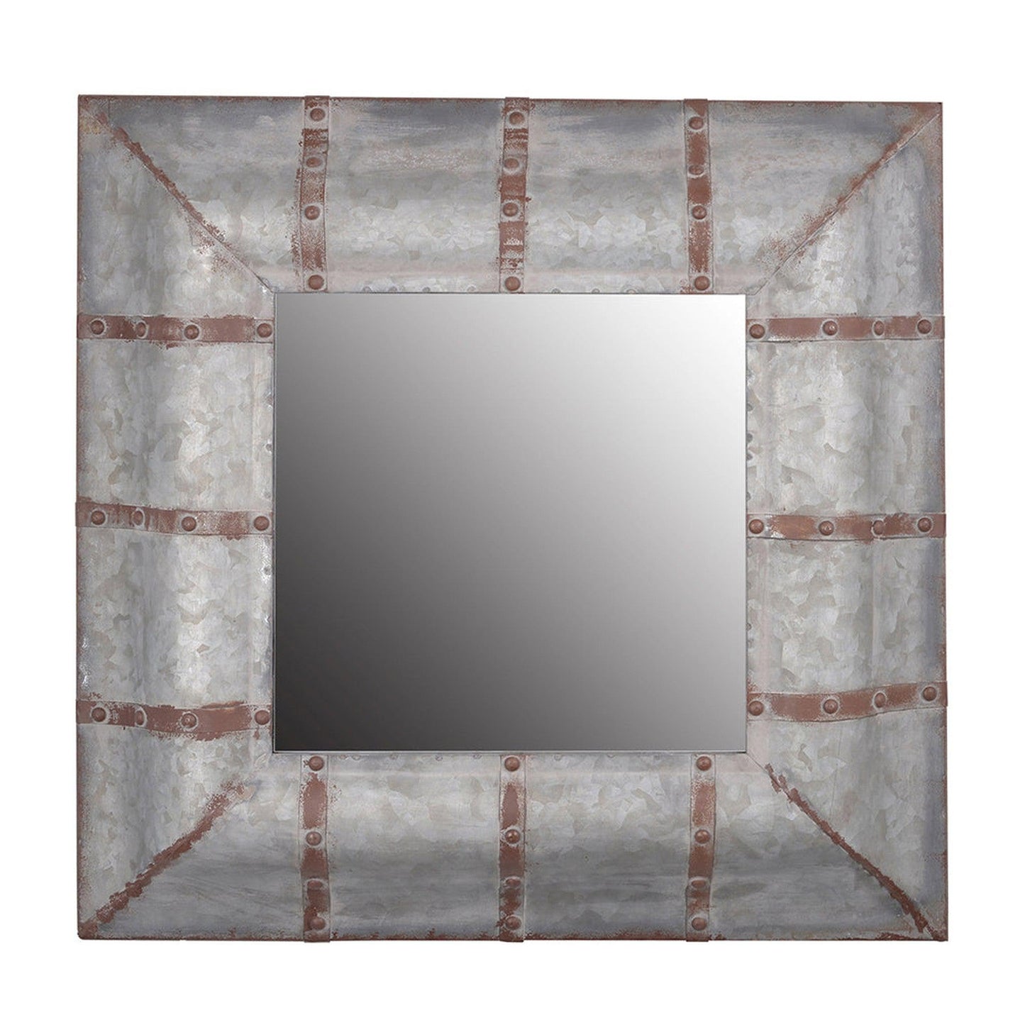 A&B Home Baldwin 20" x 20" Bundle of 22 Squared Shaped Weathered Rusty Gray Galvanized Metal Framed Wall-Mounted Mirror