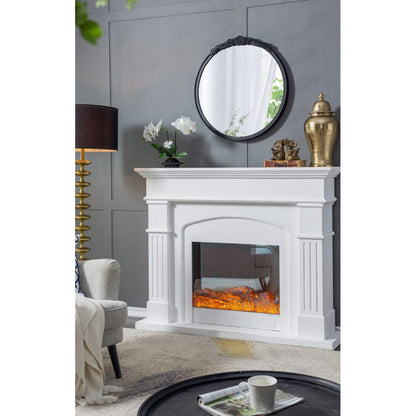 A&B Home Bingley 29" x 30" Bundle of 10 Round Hand Carved Rose Black Frame Wall-Mounted Mirror