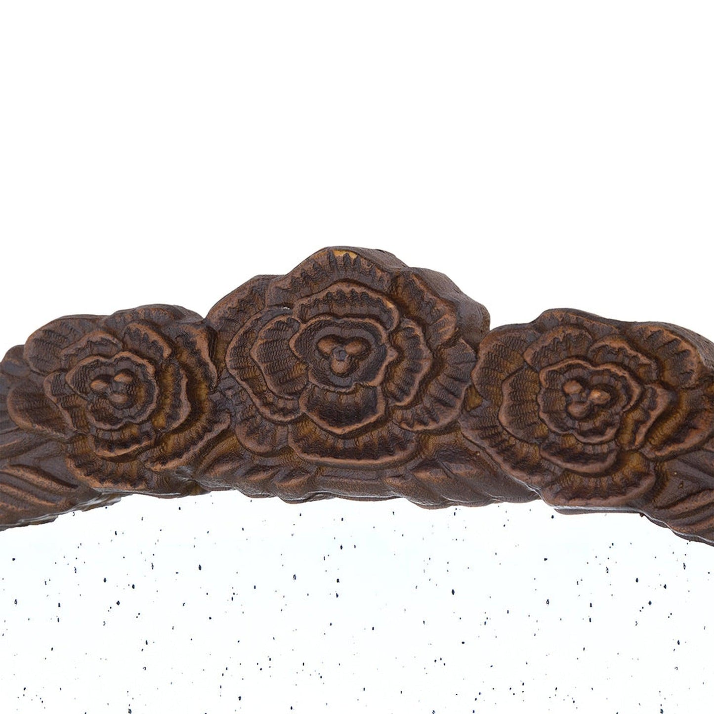 A&B Home Bingley 29" x 30" Bundle of 10 Round Hand Carved Rose Neutral Brown Frame Wall-Mounted Mirror