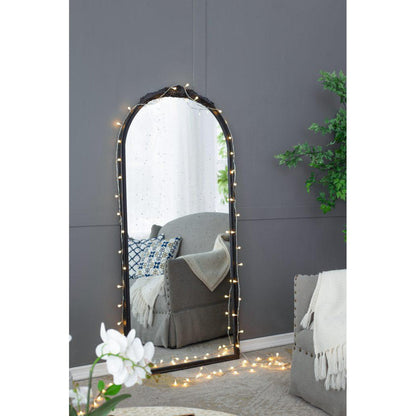 A&B Home Bingley 29" x 65" Bundle of 5 Arched Black Wood Hand Carved Rose Antique Frame Wall-Mounted Mirror