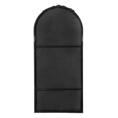 A&B Home Bingley 29" x 65" Bundle of 7 Arched Black Wood Hand Carved Rose Antique Frame Wall-Mounted Mirror