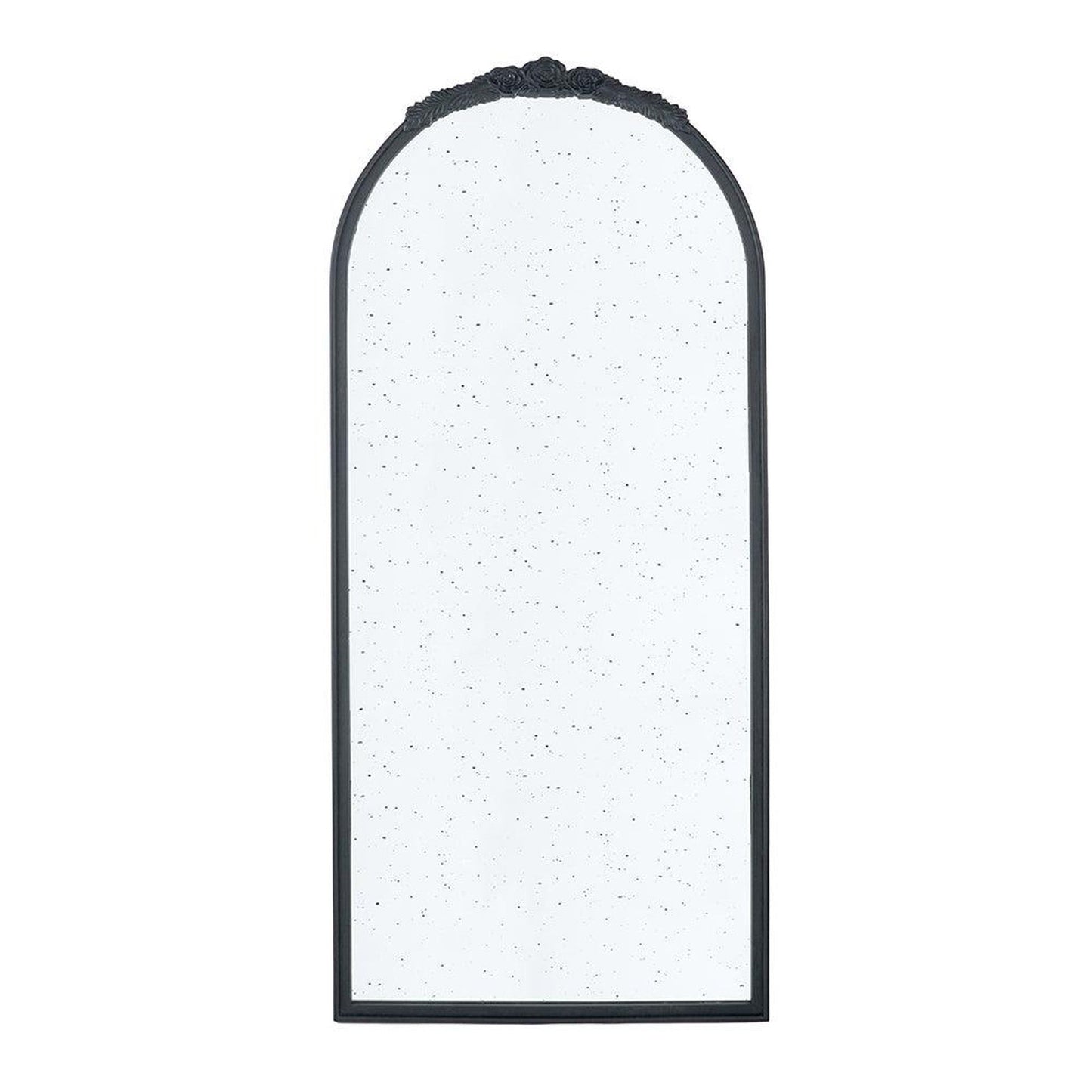 A&B Home Bingley 29" x 65" Bundle of 7 Arched Black Wood Hand Carved Rose Antique Frame Wall-Mounted Mirror