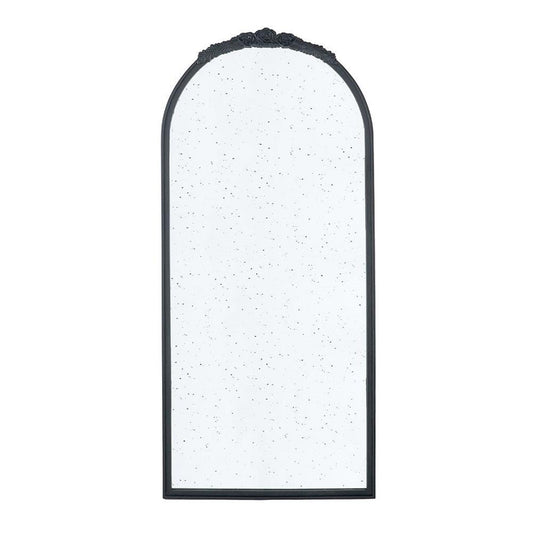 A&B Home Bingley 29" x 65" Bundle of 7 Arched Black Wood Hand Carved Rose Antique Frame Wall-Mounted Mirror