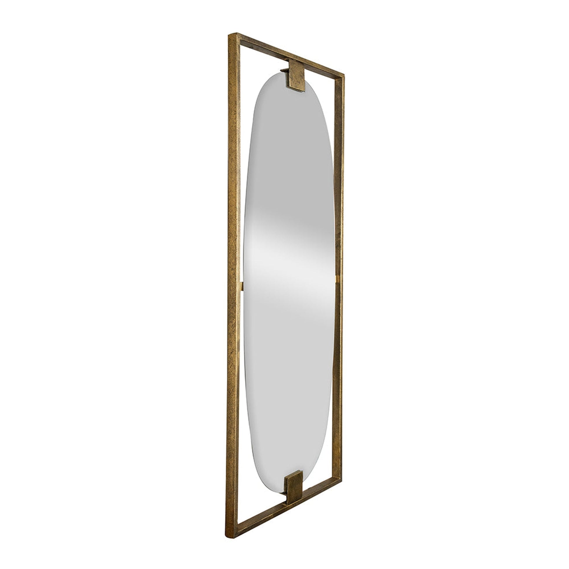 A&B Home Bombora 18" x 42" Bundle of 12 Rectangular Gold Metal Frame Wall-Mounted Oval Shaped Mirror