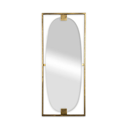 A&B Home Bombora 18" x 42" Bundle of 12 Rectangular Gold Metal Frame Wall-Mounted Oval Shaped Mirror