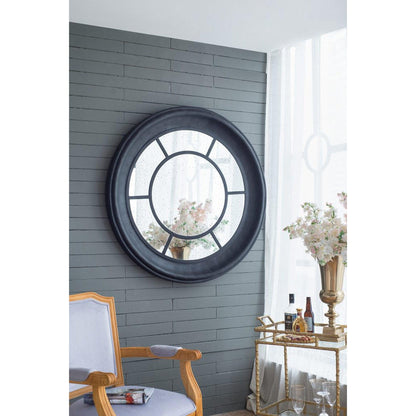 A&B Home Cameron 47" x 47" Bundle of 5 Round Satin Black Wood Frame Wall-Mounted Mirror