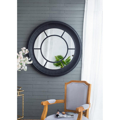 A&B Home Cameron 47" x 47" Bundle of 5 Round Satin Black Wood Frame Wall-Mounted Mirror