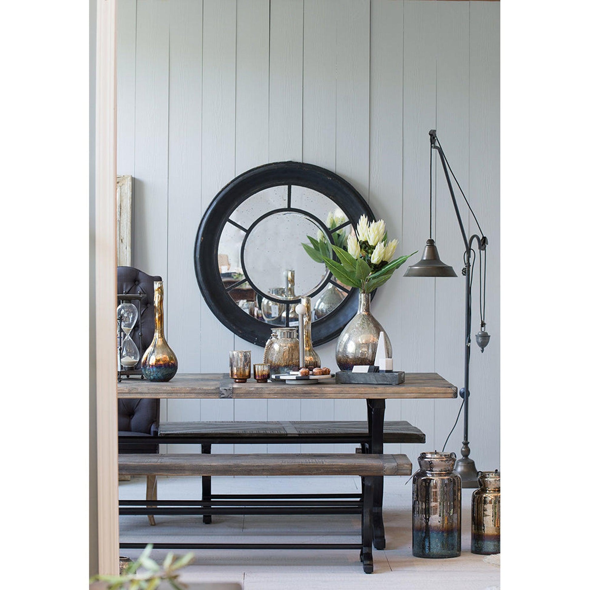 A&B Home Cameron 47" x 47" Bundle of 7 Round Satin Black Wood Frame Wall-Mounted Mirror