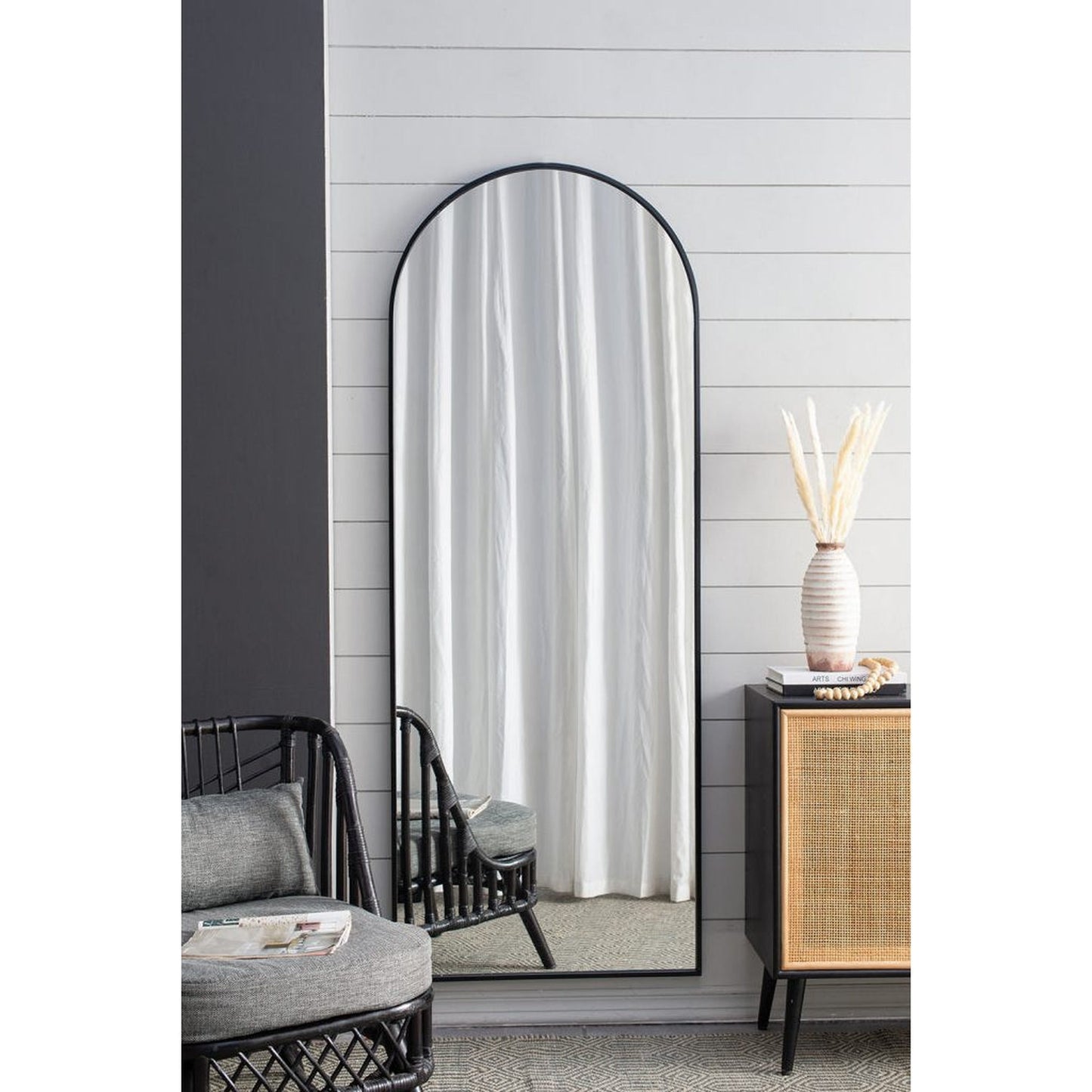 A&B Home Celine 28" x 74" Bundle of 6 Arched Shaped Black Metal Frame Wall-Mounted Body Mirror