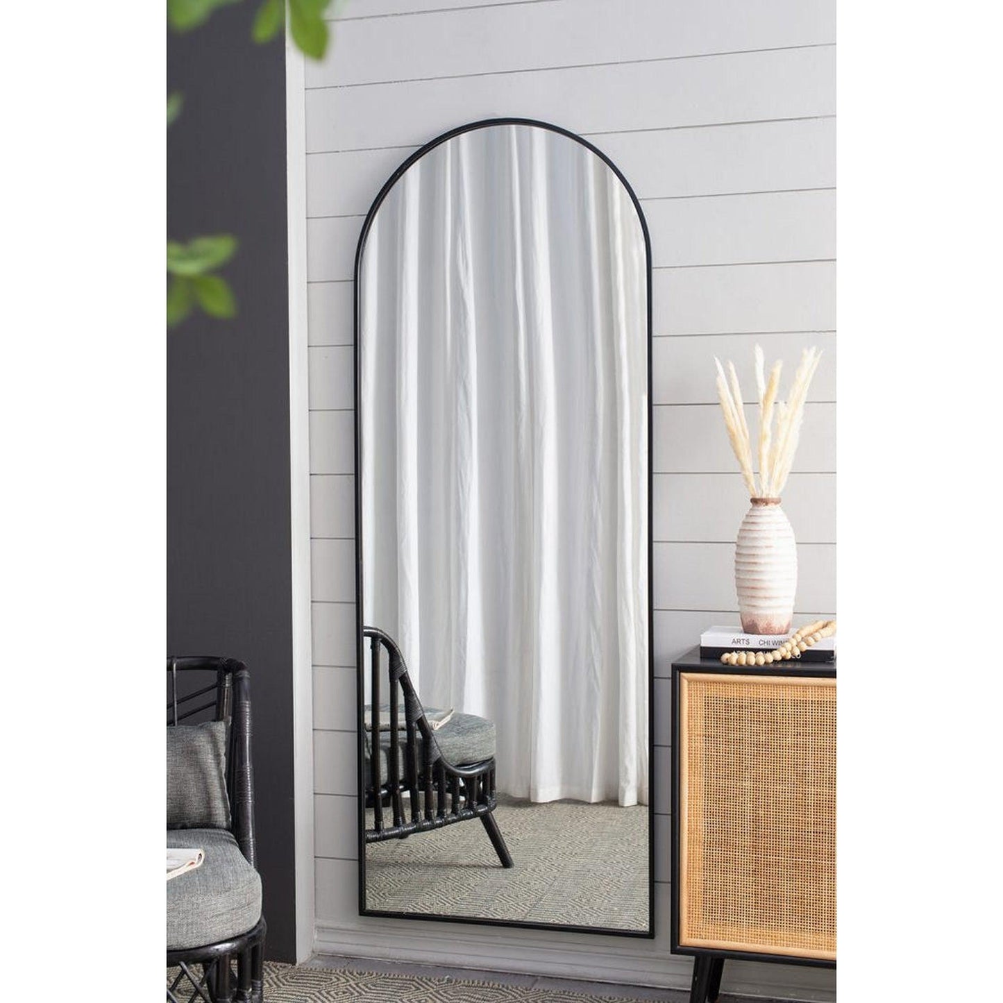 A&B Home Celine 28" x 74" Bundle of 9 Arched Shaped Black Metal Frame Wall-Mounted Body Mirror