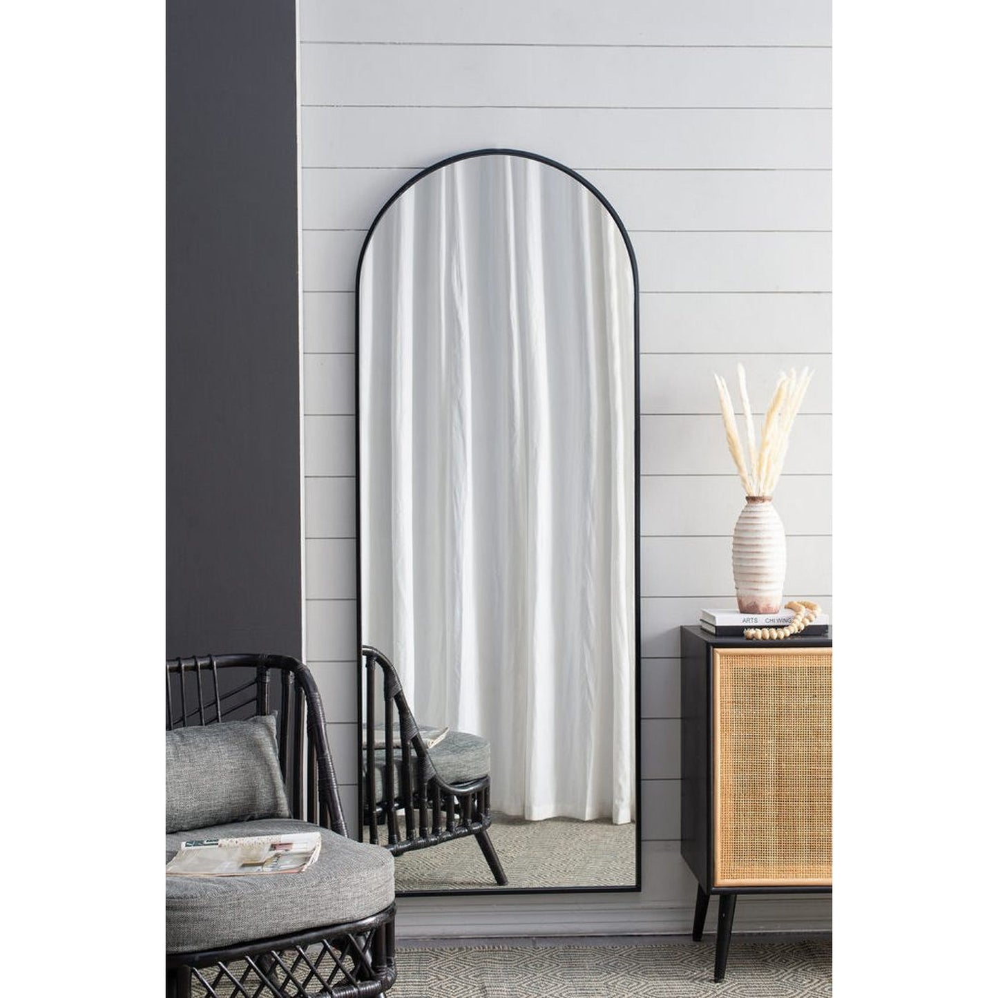 A&B Home Celine 28" x 74" Bundle of 9 Arched Shaped Black Metal Frame Wall-Mounted Body Mirror