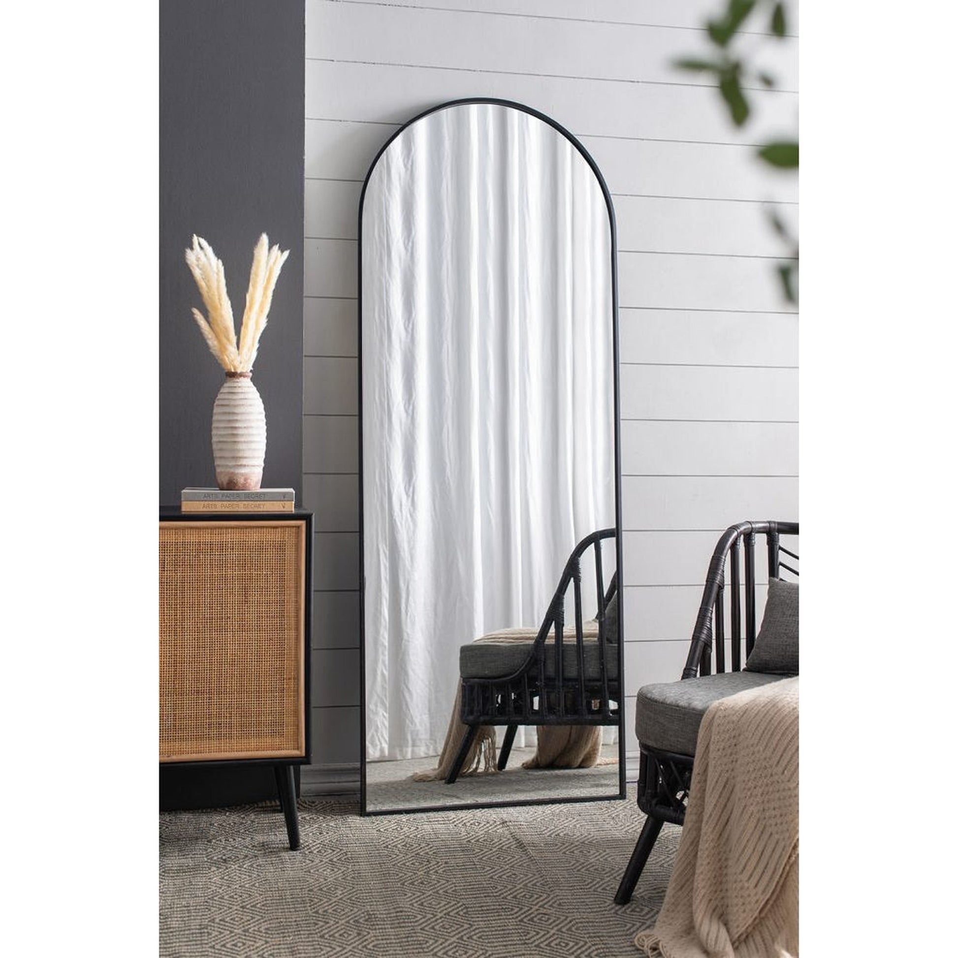 A&B Home Celine 28" x 74" Bundle of 9 Arched Shaped Black Metal Frame Wall-Mounted Body Mirror
