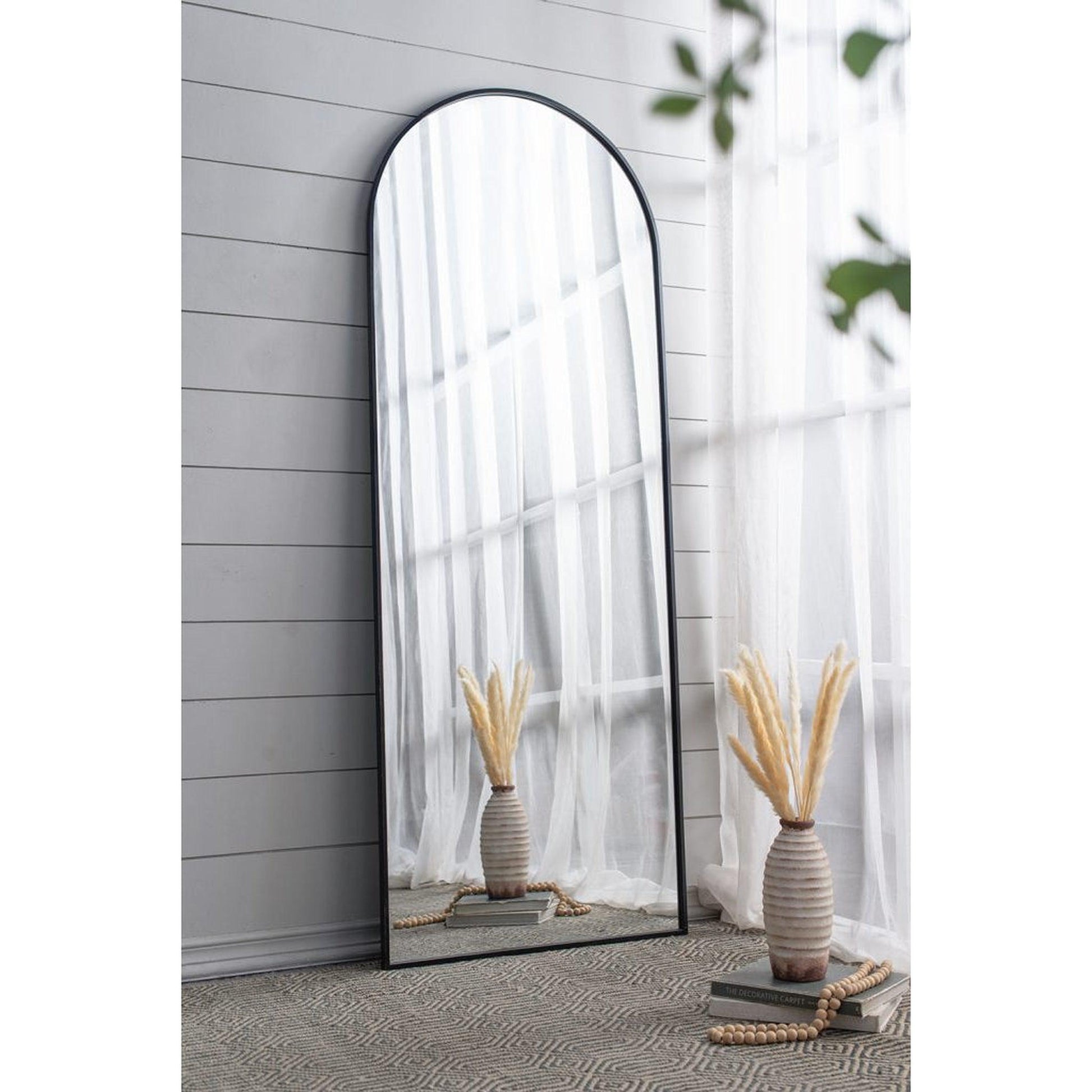 A&B Home Celine 28" x 74" Bundle of 9 Arched Shaped Black Metal Frame Wall-Mounted Body Mirror