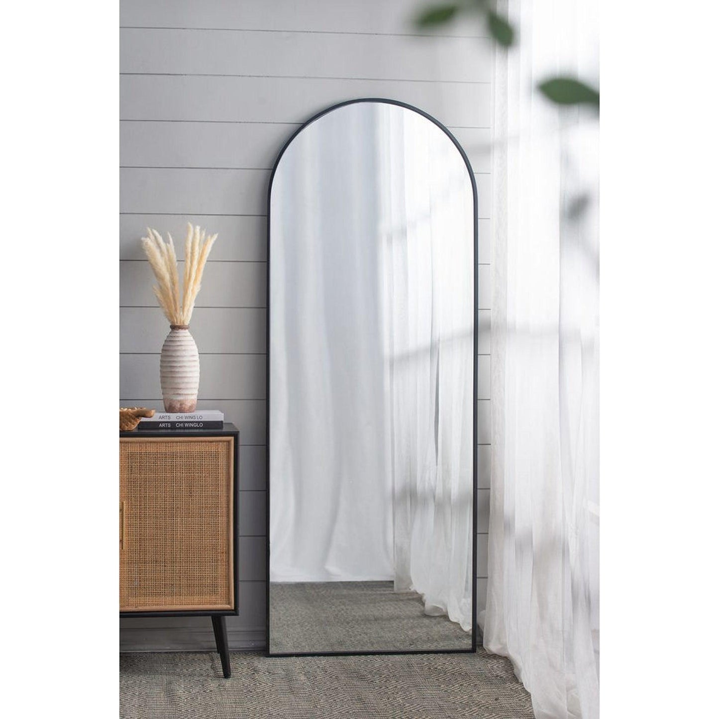 A&B Home Celine 28" x 74" Bundle of 9 Arched Shaped Black Metal Frame Wall-Mounted Body Mirror