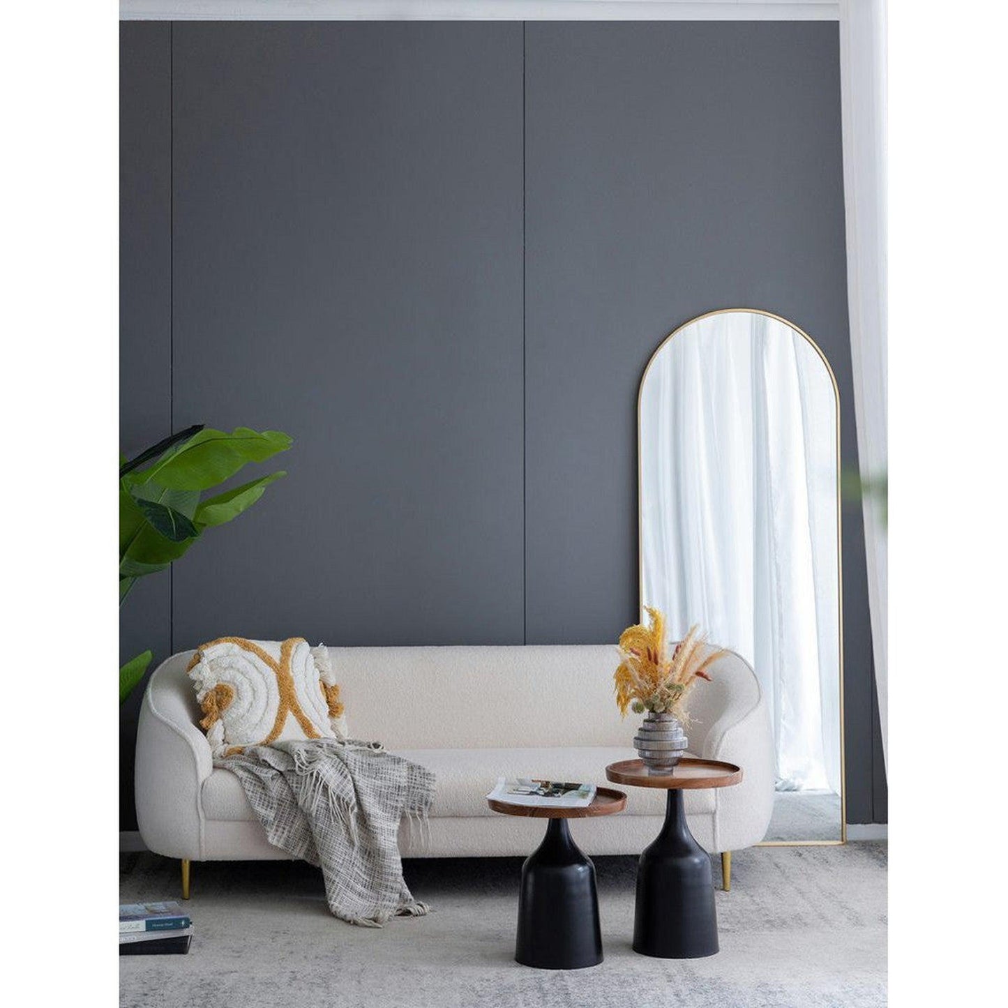 A&B Home Celine 28" x 74" Bundle of 9 Arched Shaped Gold Metal Frame Wall-Mounted Body Mirror