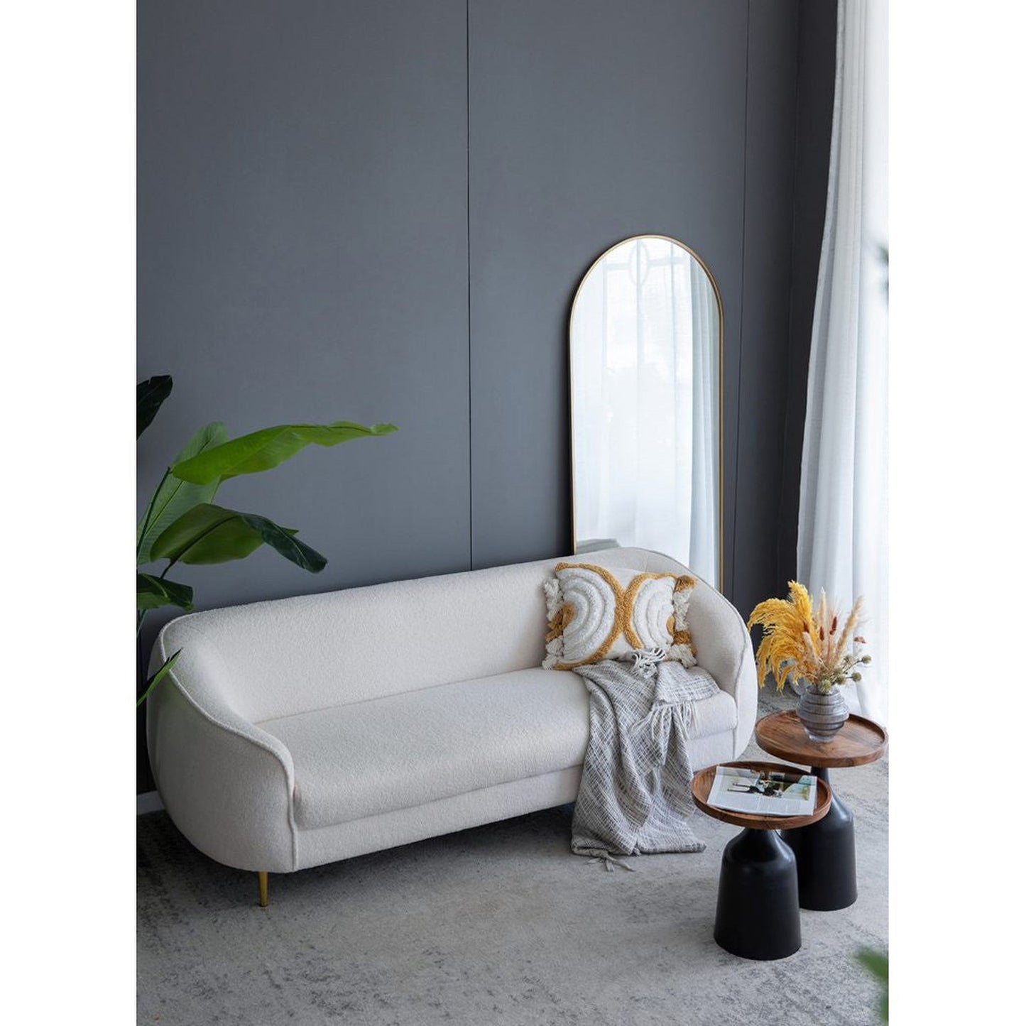 A&B Home Celine 28" x 74" Bundle of 9 Arched Shaped Gold Metal Frame Wall-Mounted Body Mirror