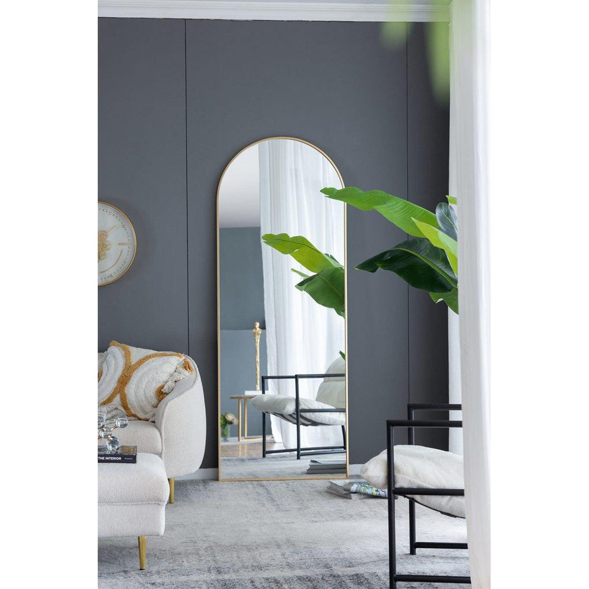 A&B Home Celine 28" x 74" Bundle of 9 Arched Shaped Gold Metal Frame Wall-Mounted Body Mirror