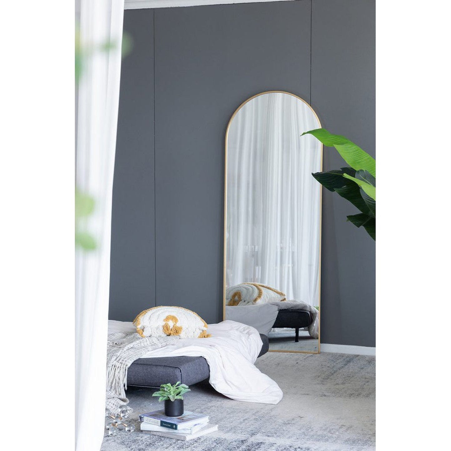 A&B Home Celine 28" x 74" Bundle of 9 Arched Shaped Gold Metal Frame Wall-Mounted Body Mirror