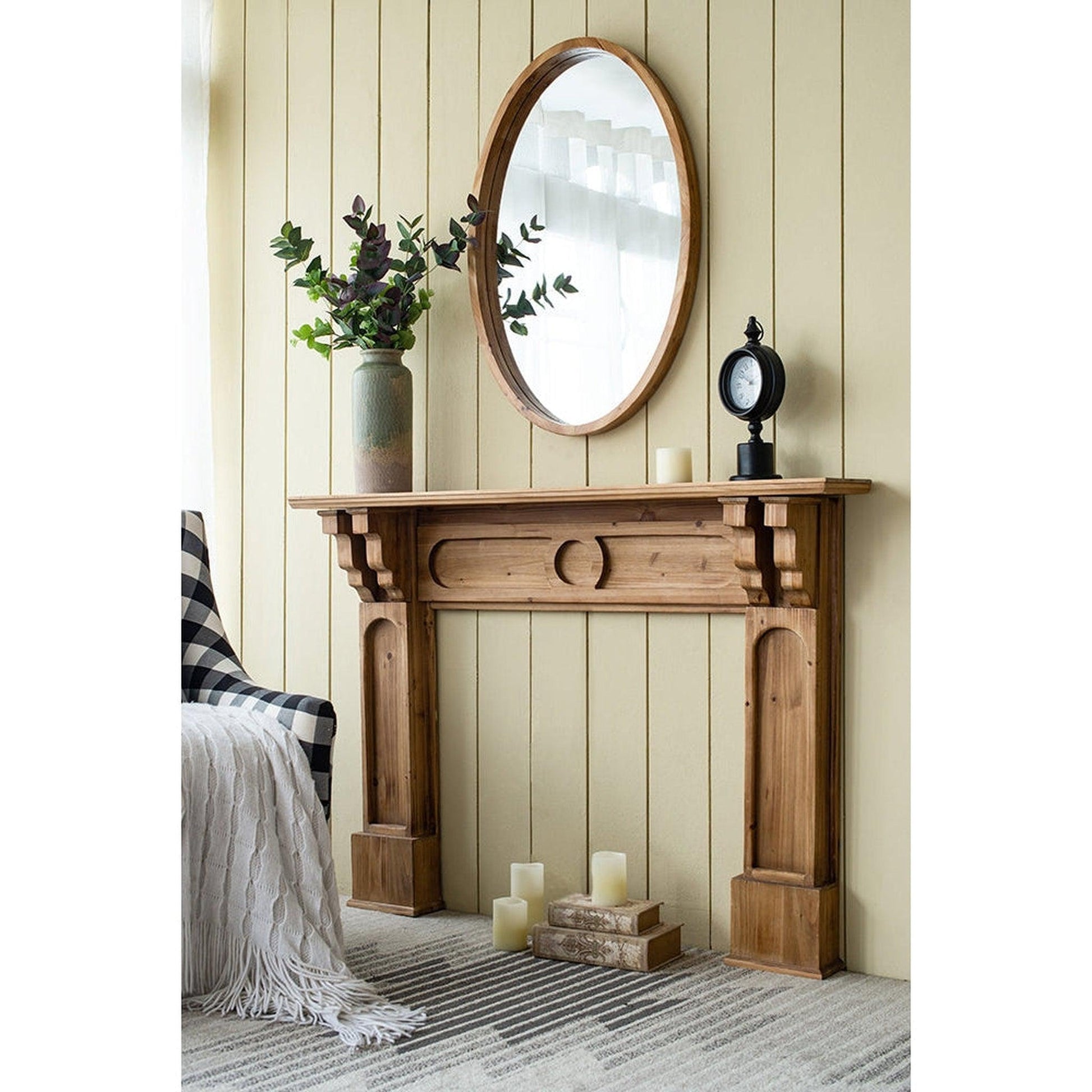 A&B Home Charleston 24" x 35" Bundle of 20 Oval Shaped Warm Brown Wooden Frame Wall-Mounted Mirror