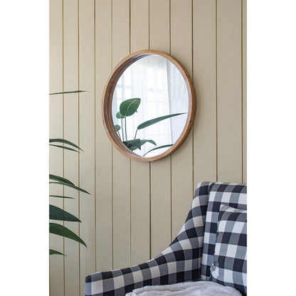 A&B Home Charleston 28" x 28" Bundle of 14 Round Warm Brown Wooden Frame Wall-Mounted Mirror