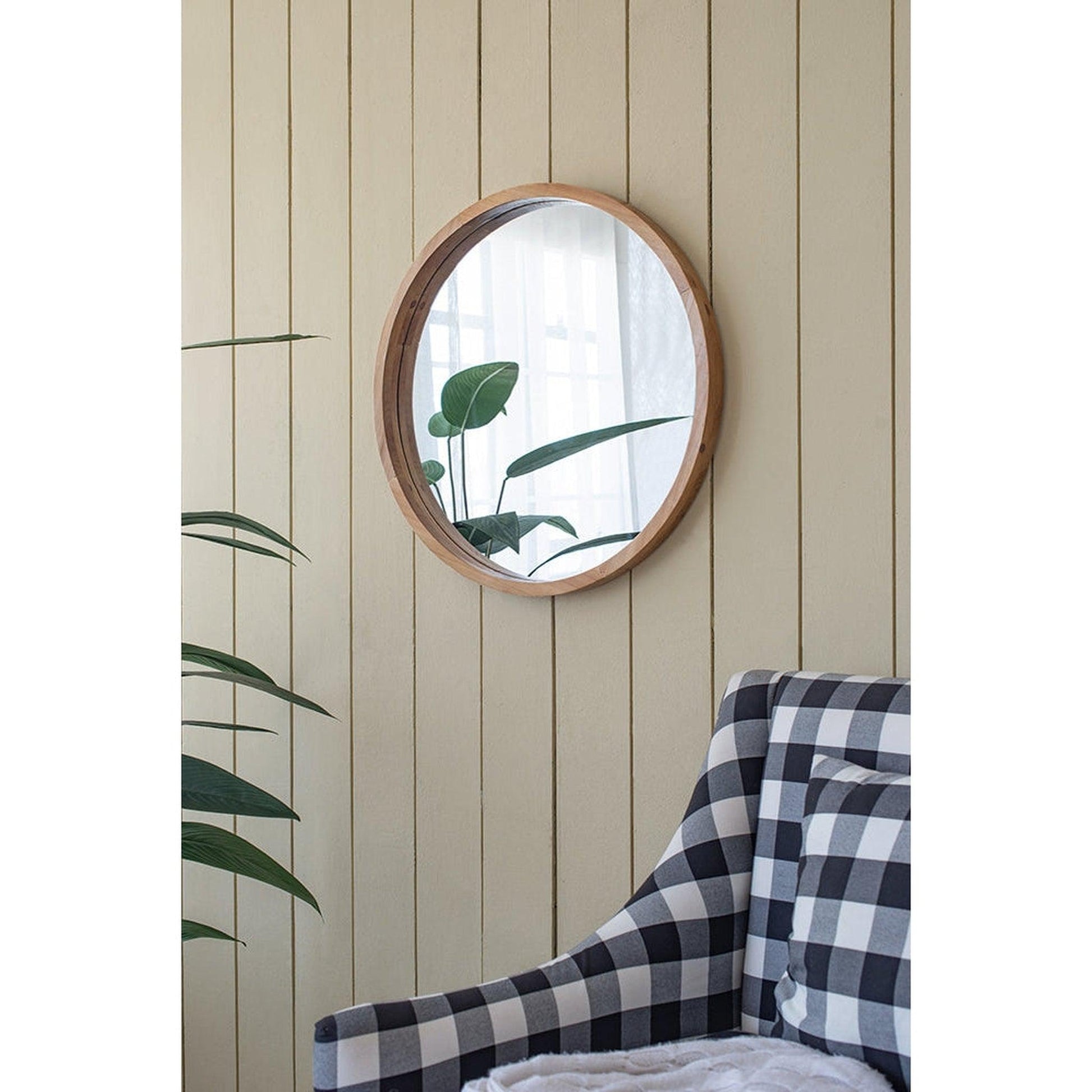A&B Home Charleston 28" x 28" Bundle of 20 Round Warm Brown Wooden Frame Wall-Mounted Mirror