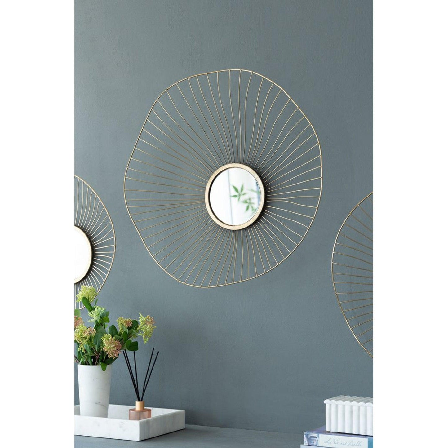 A&B Home Chester 7" x 7" Bundle of 15 Set of 3 Gold Metal Frame Wall-Mounted Mirror