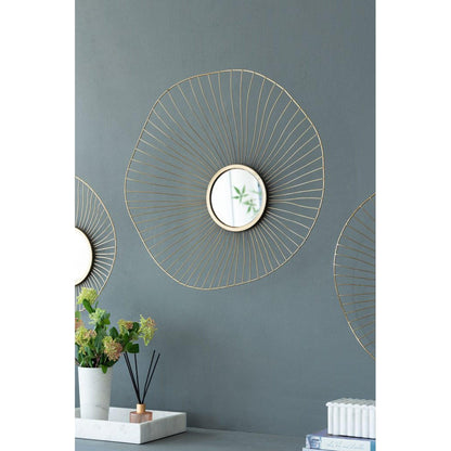 A&B Home Chester 7" x 7" Bundle of 15 Set of 3 Gold Metal Frame Wall-Mounted Mirror