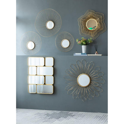 A&B Home Chester 7" x 7" Bundle of 15 Set of 3 Gold Metal Frame Wall-Mounted Mirror