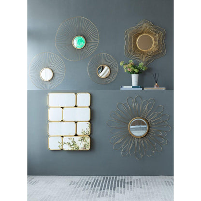 A&B Home Chester 7" x 7" Bundle of 15 Set of 3 Gold Metal Frame Wall-Mounted Mirror
