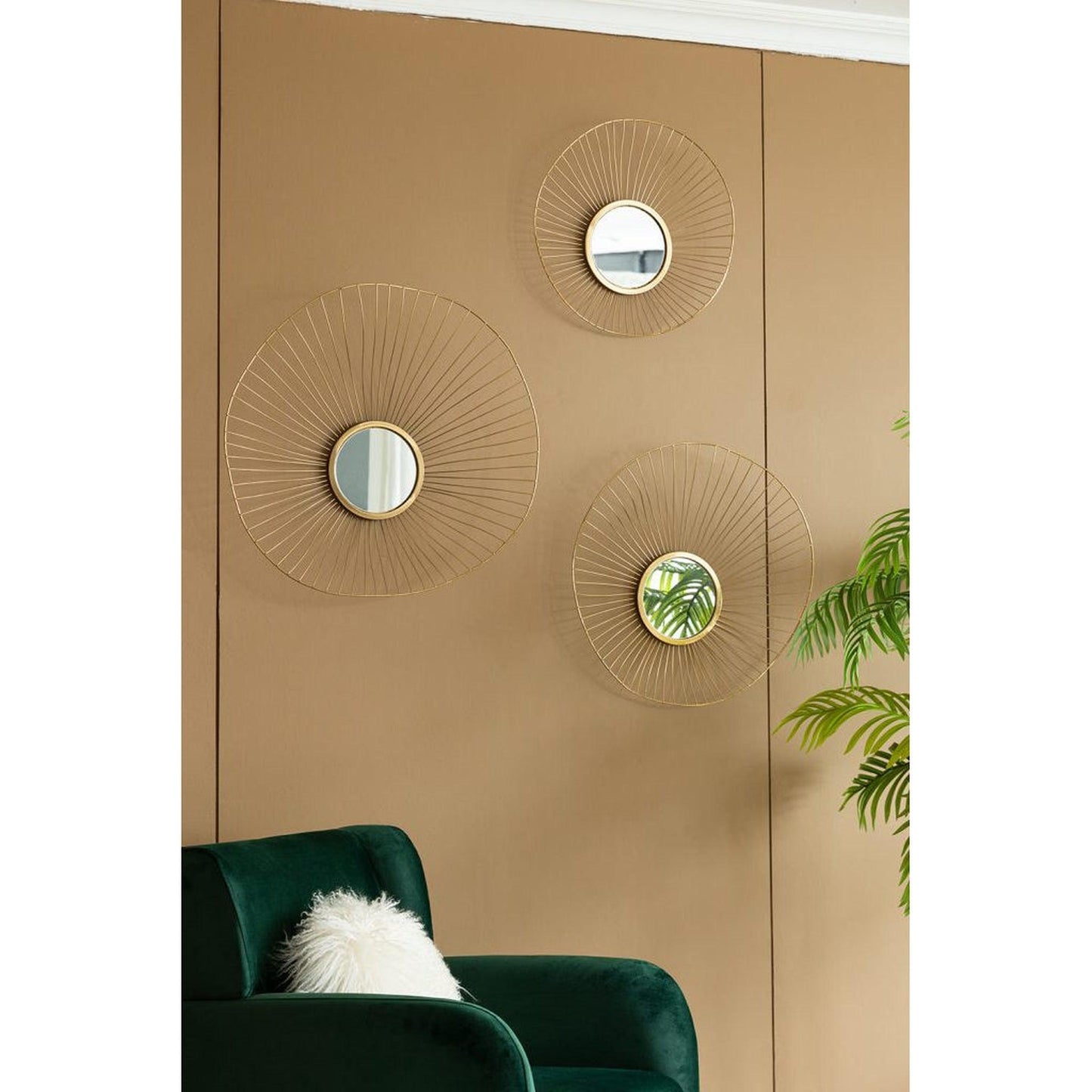 A&B Home Chester 7" x 7" Bundle of 15 Set of 3 Gold Metal Frame Wall-Mounted Mirror