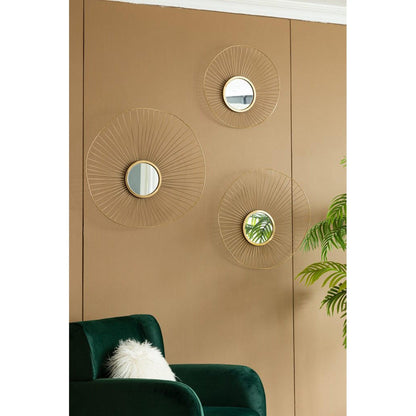 A&B Home Chester 7" x 7" Bundle of 15 Set of 3 Gold Metal Frame Wall-Mounted Mirror