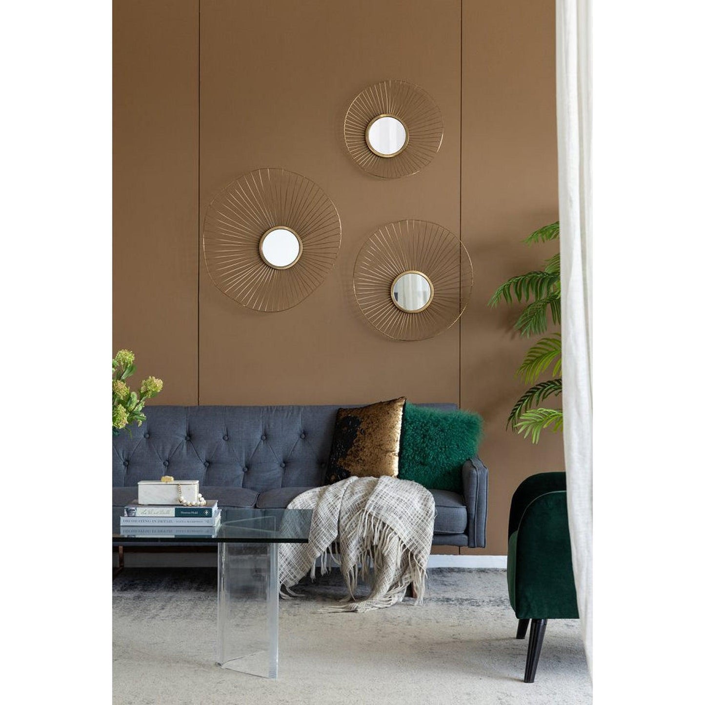 A&B Home Chester 7" x 7" Bundle of 15 Set of 3 Gold Metal Frame Wall-Mounted Mirror