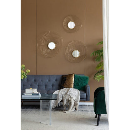 A&B Home Chester 7" x 7" Bundle of 15 Set of 3 Gold Metal Frame Wall-Mounted Mirror