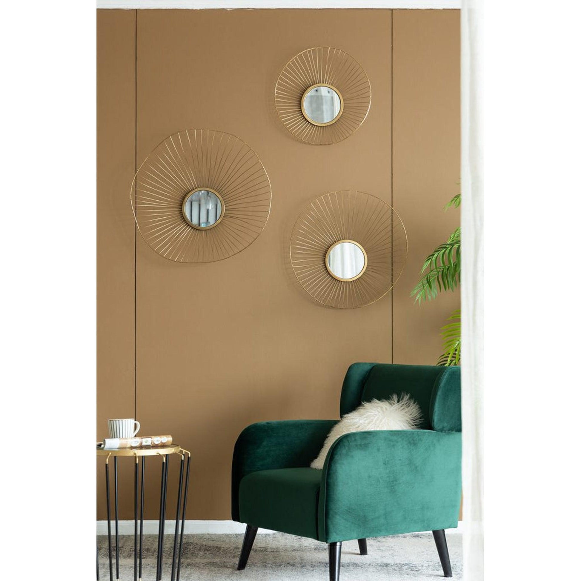 A&B Home Chester 7" x 7" Bundle of 15 Set of 3 Gold Metal Frame Wall-Mounted Mirror