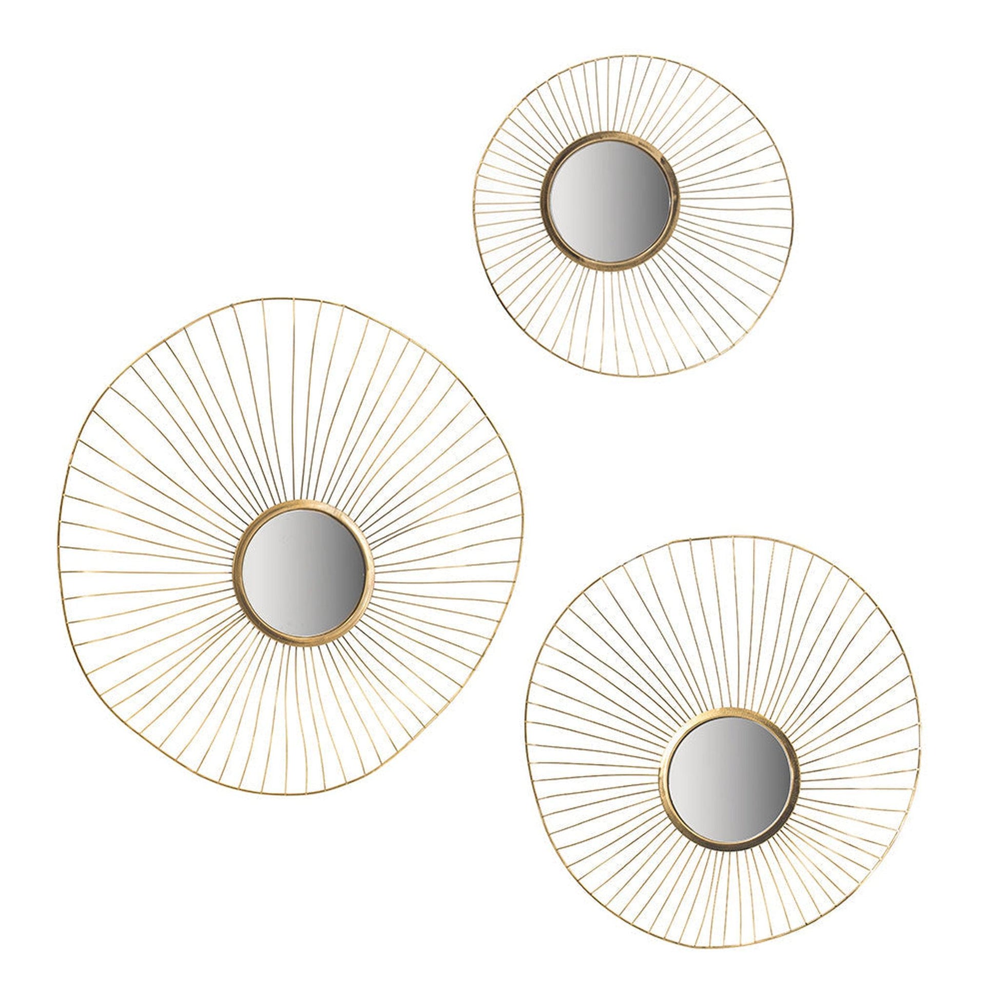 A&B Home Chester 7" x 7" Bundle of 15 Set of 3 Gold Metal Frame Wall-Mounted Mirror