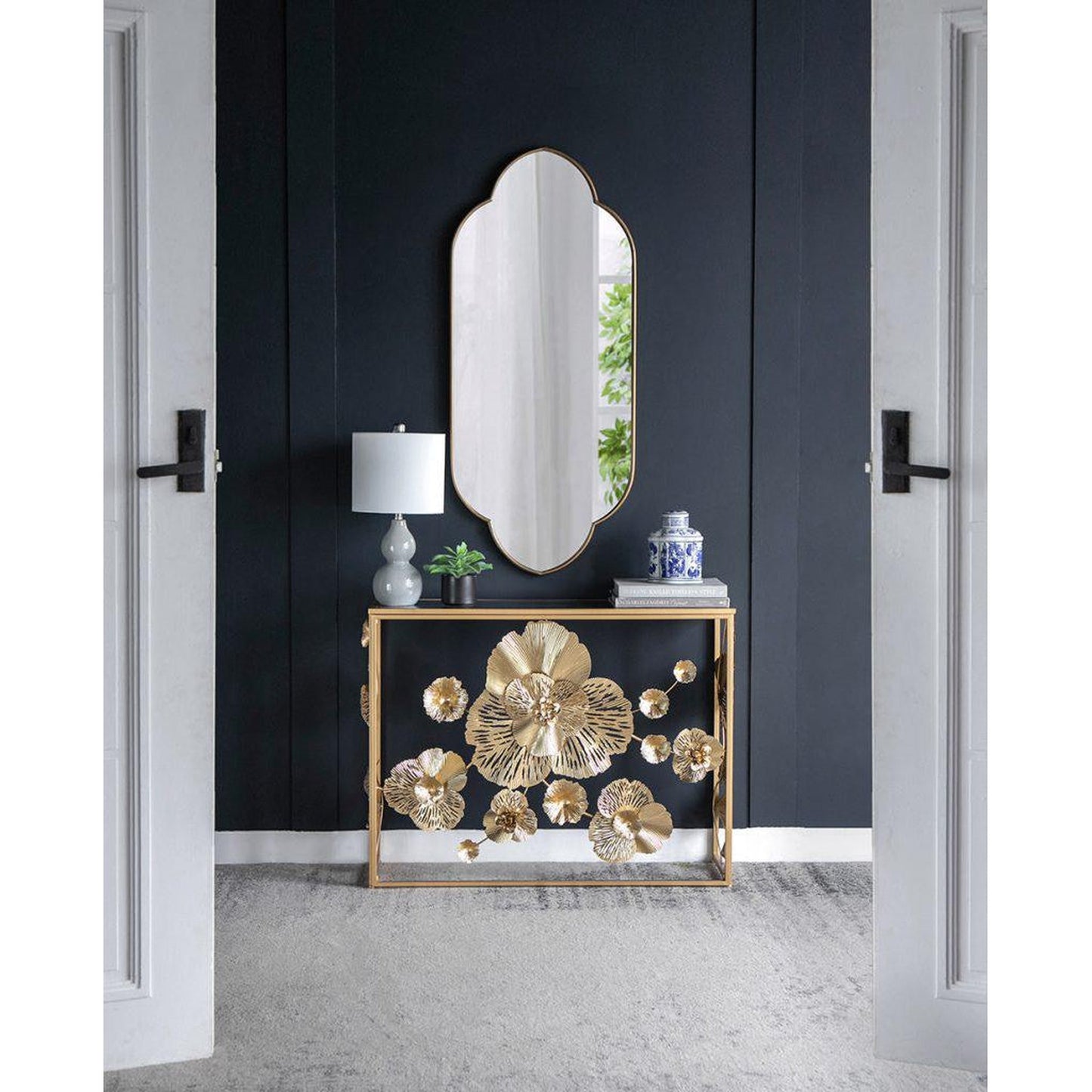 A&B Home Clarissa 22" x 48" Bundle of 12 Rectangular Clover-Like Corner Champagne Gold Metal Frame Wall-Mounted Mirror